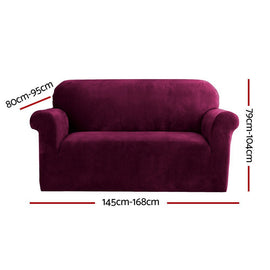 Artiss Sofa Cover Couch Covers 2 Seater Velvet Ruby Red - RnR Galore