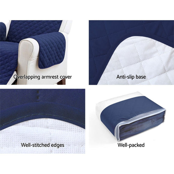 Artiss Sofa Cover Couch Covers 3 Seater Quilted Navy - RnR Galore