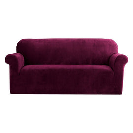 Artiss Sofa Cover Couch Covers 3 Seater Velvet Ruby Red - RnR Galore