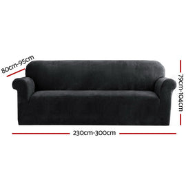 Artiss Sofa Cover Couch Covers 4 Seater Velvet Black - RnR Galore