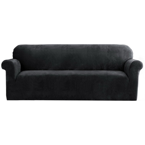 Artiss Sofa Cover Couch Covers 4 Seater Velvet Black - RnR Galore