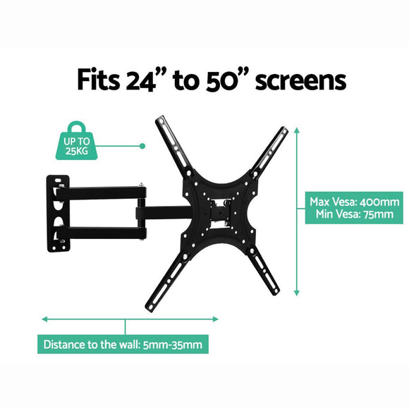 Artiss TV Wall Mount Bracket for 24" - 50" LED LCD TVs Full Motion Strong Arms - RnR Galore