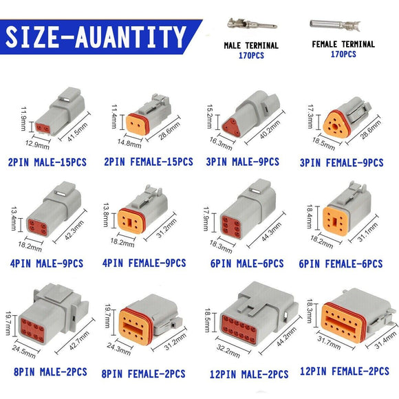 AU 1000 PCS Deutsch DT Connector Kit 14 - 16AWG Stamped Contacts 1100PCS UPGRADE - RnR Galore