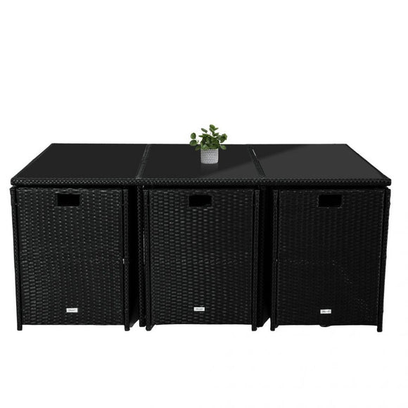 Bali 11 Piece Outdoor Dining Set - Black - RnR Galore