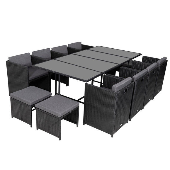 Bali 13PC Outdoor Dining Set - Black - RnR Galore