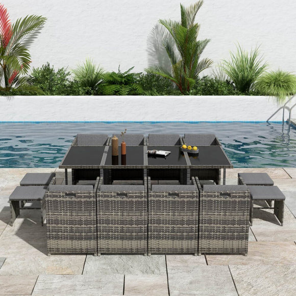 Bali 13PC Outdoor Dining Set - Grey - RnR Galore