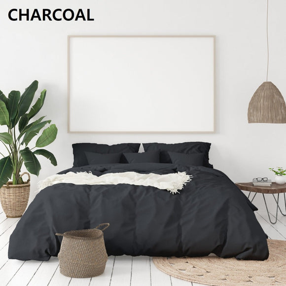 Balmain 1000 Thread Count Hotel Grade Bamboo Cotton Quilt Cover Pillowcases Set - King - Charcoal - RnR Galore