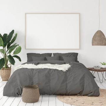 Balmain 1000 Thread Count Hotel Grade Bamboo Cotton Quilt Cover Pillowcases Set - King - Pewter - RnR Galore