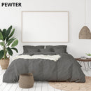Balmain 1000 Thread Count Hotel Grade Bamboo Cotton Quilt Cover Pillowcases Set - Queen - Pewter - RnR Galore