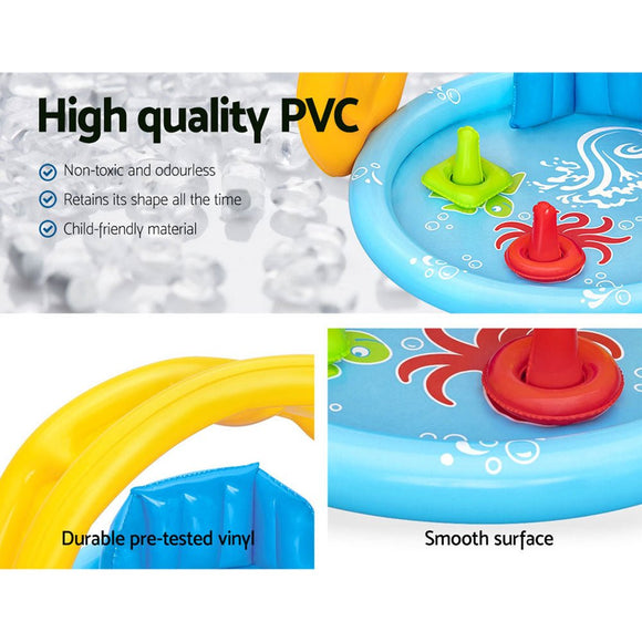 Bestway Kids Pool 115x89x76cm Inflatable Play Swimming Pools w/ Canopy 31L - RnR Galore