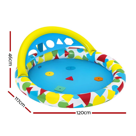 Bestway Kids Pool 120x117x46cm Inflatable Play Swimming Pools w/ Canopy 45L - RnR Galore