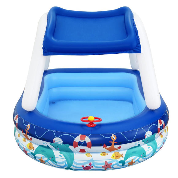 Bestway Kids Pool 213x155x132cm Inflatable Swimming w/ Canopy Play Pools 282L - RnR Galore