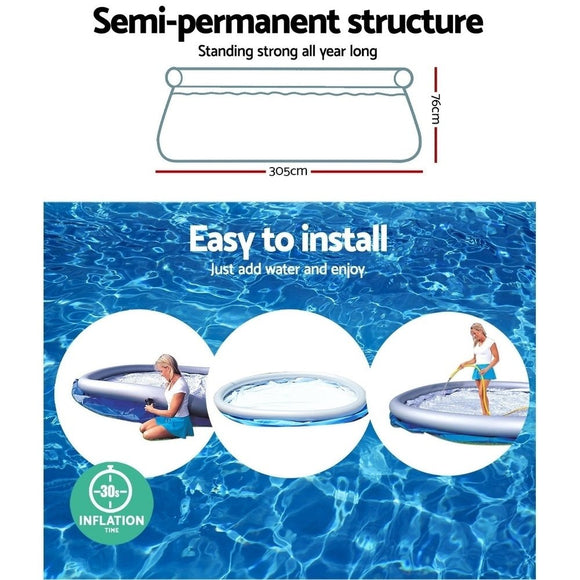 Bestway Swimming Pool 305x76cm Above Ground Round Inflatable Pools 3800L - RnR Galore