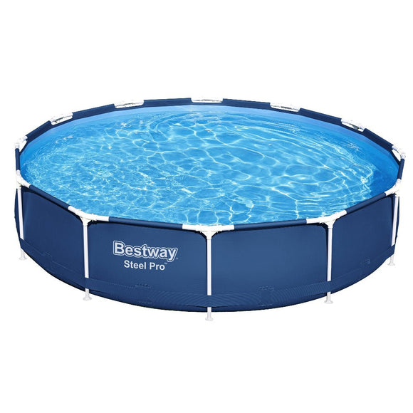 Bestway Swimming Pool 366x76cm Steel Frame Round Above Ground Pools w/ Filter Pump 6473L - RnR Galore