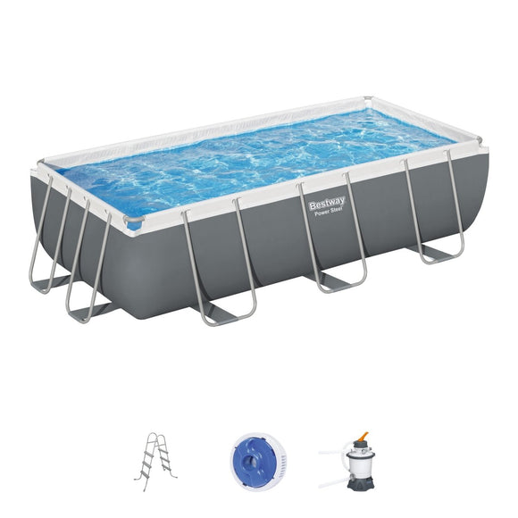 Bestway Swimming Pool 404x201x100cm Steel Frame Above Ground Pools Filter Pump Ladder 6478L - RnR Galore