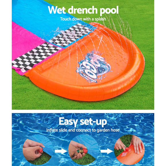 Bestway Water Slide Slip Kids 488cm Dual Slides Splash Pad - RnR Galore