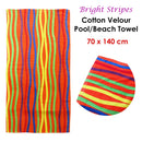 Bright Stripes Cotton Velour Printed Beach Towel - RnR Galore