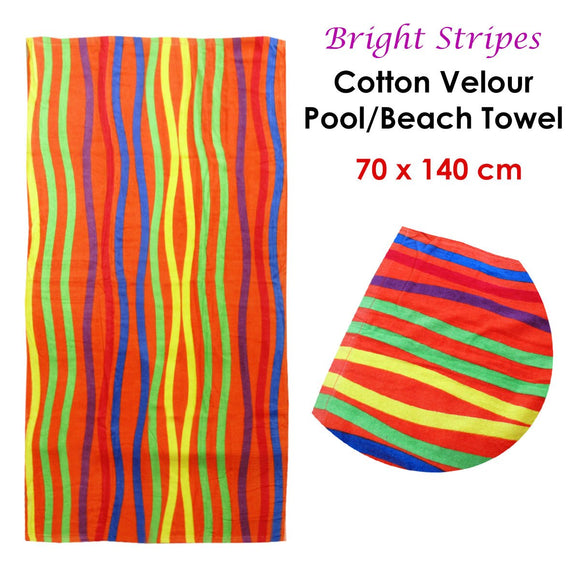Bright Stripes Cotton Velour Printed Beach Towel - RnR Galore