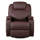 Brown Massage Sofa Chair Recliner 360 Degree Swivel PU Leather Lounge 8 Point Heated - RnR Galore