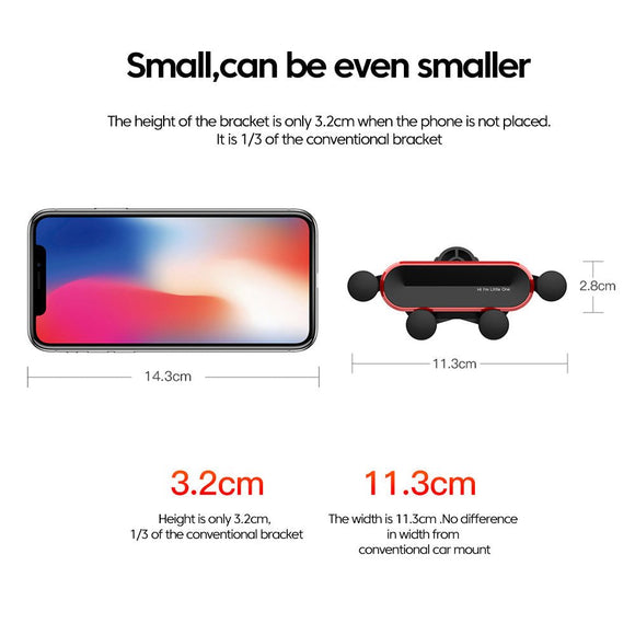 Car Phone Holder Metal Gravity 360 Universal Rotation Ball Air Vent Cellphone Stand(White) - RnR Galore