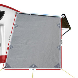 Caravan Privacy Screen Roll Out Awning 1.95 x 2.2M Sun Shade End Wall Side Grey - RnR Galore