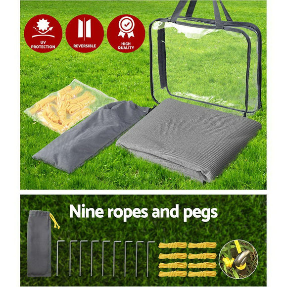 Caravan Privacy Screen Roll Out Awning 1.95 x 2.2M Sun Shade End Wall Side Grey - RnR Galore