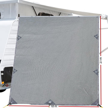 Caravan Privacy Screen Roll Out Awning 2.1x1.8M Sun Shade Pop Top End Wall Grey - RnR Galore