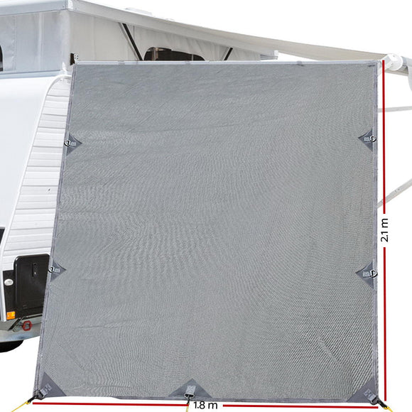 Caravan Privacy Screen Roll Out Awning 2.1x1.8M Sun Shade Pop Top End Wall Grey - RnR Galore