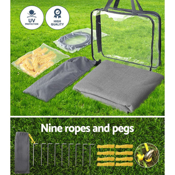 Caravan Privacy Screen Roll Out Awning 3.7X1.95M End Wall Side Sun Shade Grey - RnR Galore