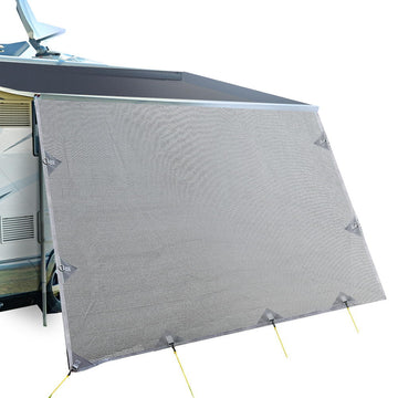 Caravan Privacy Screen Roll Out Awning 3.7X1.95M End Wall Side Sun Shade Grey - RnR Galore