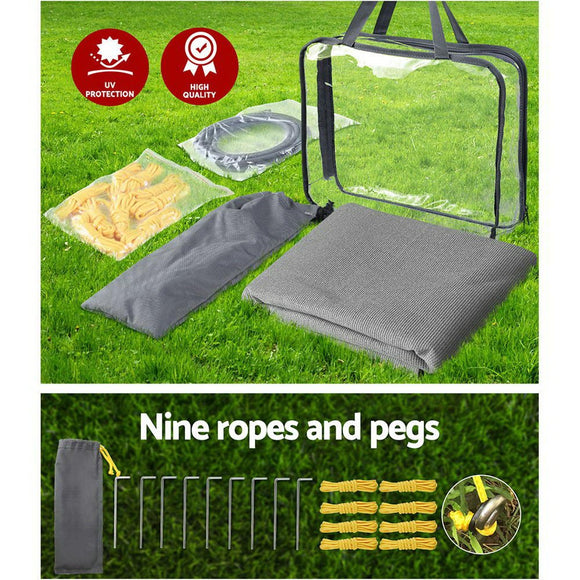 Caravan Privacy Screen Roll Out Awning 4Mx1.95M End Wall Side Sun Shade Grey - RnR Galore
