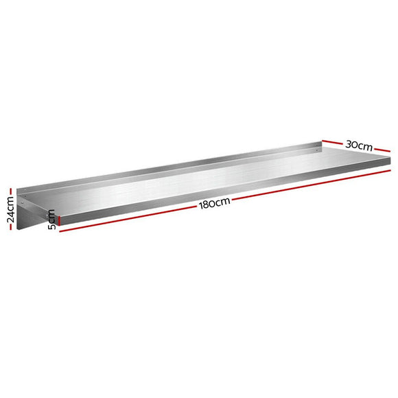 Cefito 1800mm Stainless Steel Kitchen Wall Shelf Mounted Rack - RnR Galore