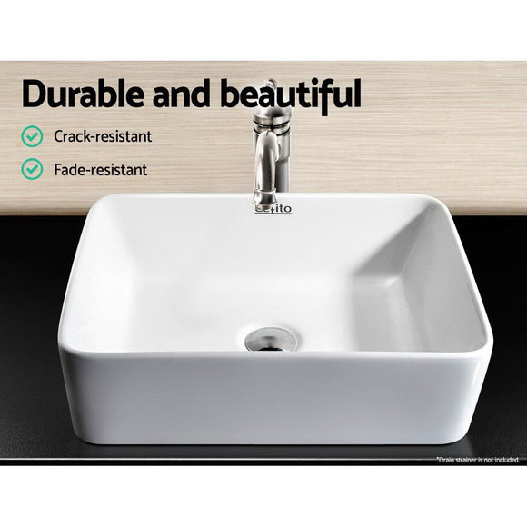 Cefito Bathroom Basin Ceramic Vanity Sink Hand Wash Bowl 48x37cm White - RnR Galore