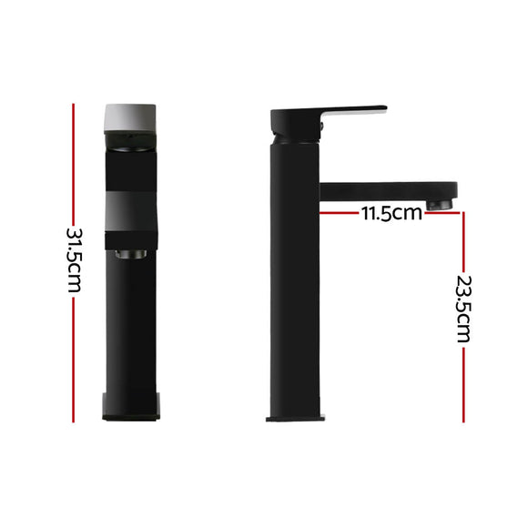 Cefito Bathroom Basin Mixer Tap Square Tall Faucet Vanity Laundry Black - RnR Galore