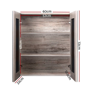 Cefito Bathroom Mirror Cabinet 600x720mm Oak - RnR Galore