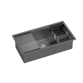 Cefito Kitchen Sink 81X45CM Stainless Steel Single Bowl Drain Rack Basket Black - RnR Galore