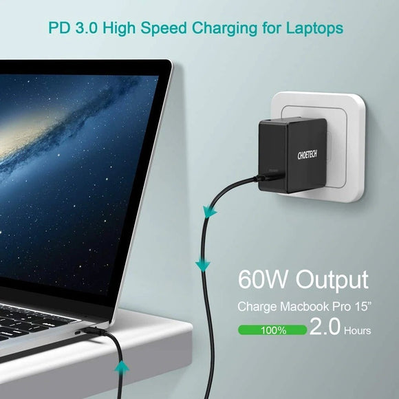 CHOETECH Q4004 60W PD 3.0 Type - C Fast Charging Foldable Adapter USB - C Charger - RnR Galore