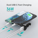 CHOETECH TC0008 - BK Dual USB - C 36W Car Charger Adapter Black - RnR Galore