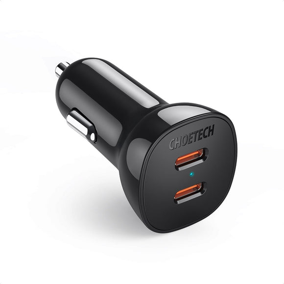 CHOETECH TC0008 - BK Dual USB - C 36W Car Charger Adapter Black - RnR Galore