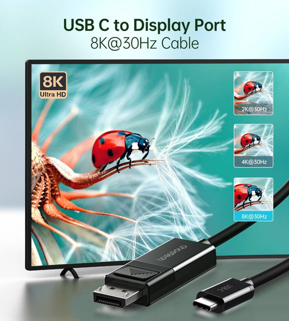 CHOETECH XCP - 1803 USB - C To DisplayPort Cable 8K@30Hz 1.8M Two - Way - RnR Galore