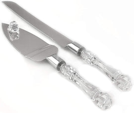Cutting Cake Knife and Silver Blade Cake Server Set Wedding Anniversary Engagement Birthday Party Gift Boxed - RnR Galore