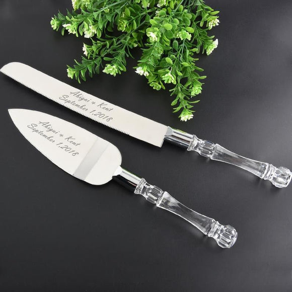 Cutting Cake Knife and Silver Blade Cake Server Set Wedding Anniversary Engagement Birthday Party Gift Boxed - RnR Galore