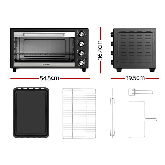 Devanti 45L Convection Oven Electric Fryer Ovens 1800W - RnR Galore