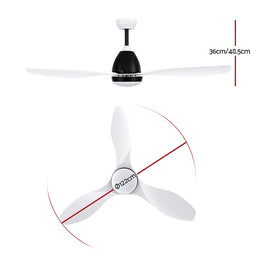 Devanti 48'' Ceiling Fan DC Motor w/Light w/Remote - White - RnR Galore