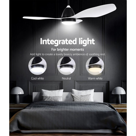 Devanti 48'' Ceiling Fan DC Motor w/Light w/Remote - White - RnR Galore
