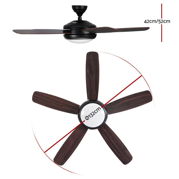 Devanti 52'' Ceiling Fan AC Motor 5 Blades w/Light - Dark Wood - RnR Galore