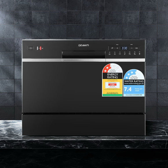 Devanti 6 Place Settings Benchtop Dishwasher Black - RnR Galore