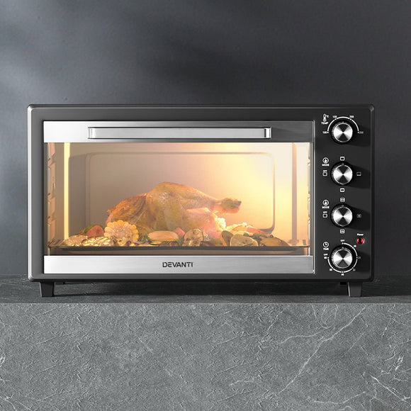 Devanti 60L Convection Oven Electric Fryer Ovens 2000W - RnR Galore