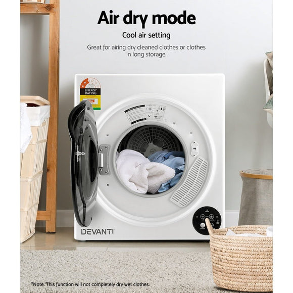 Devanti Tumble Dryer 5kg Fully Auto Black - RnR Galore