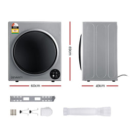 Devanti Tumble Dryer 5kg Fully Auto Silver - RnR Galore